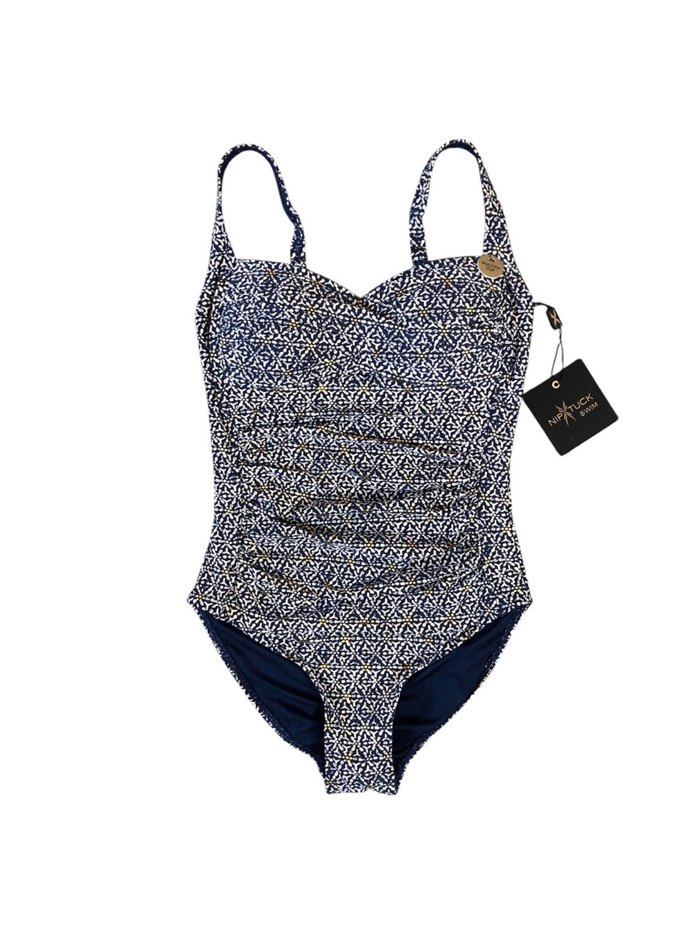 NWT Niptuck Swim Joann Ruched Twist Front 1pc Swimsuit Sz 4 Adjustable Slimming